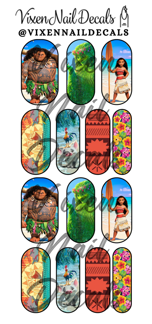 Muai & Moana Waterslide Nail Decals - Nail Wraps - Nail Designs - Nail Art