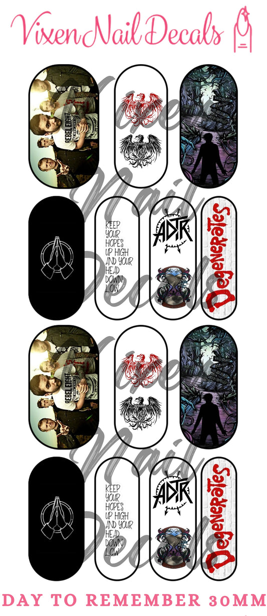 Day To Remember - Rock Band Waterslide Nail Decals - Nail Wraps - Nail Designs - Nail Art