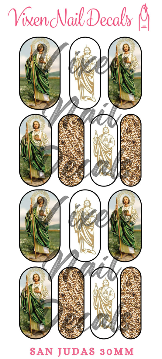 San Judas De Tadeo Waterslide Nail Decals - Nail Wraps - Nail Designs - Nail Art
