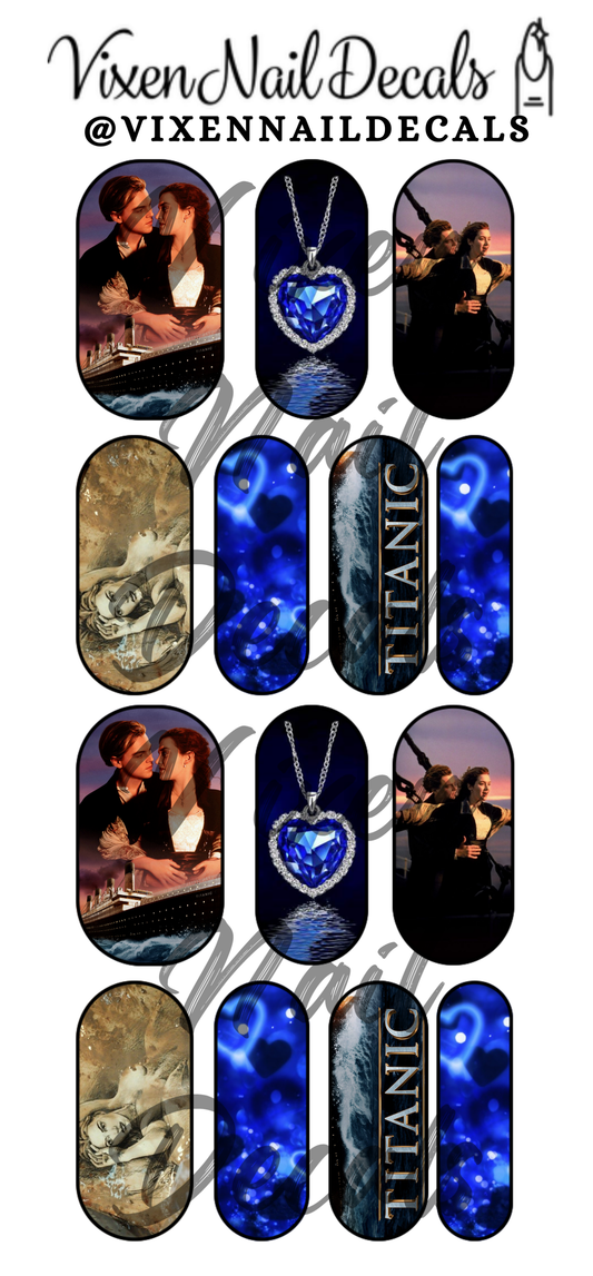 Titanic - Heart Of The Ocean Waterslide Nail Decals - Nail Wraps - Nail Designs - Nail Art