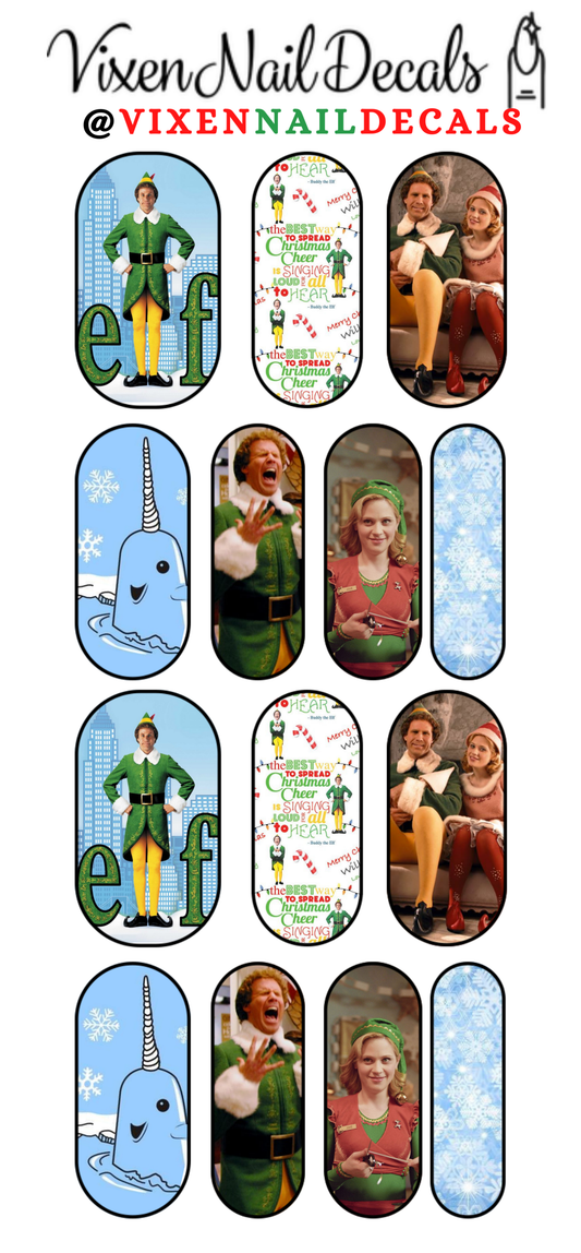 Elf Christmas Waterslide Nail Decals - Nail Wraps - Nail Designs - Nail Art