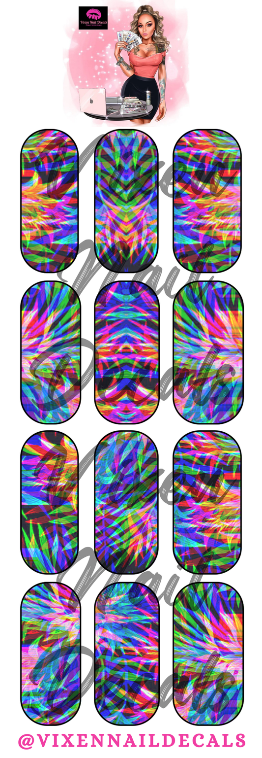 Neon Trippy Tropical Waterslide Nail Decals - Nail Wraps - Nail Designs - Nail Art