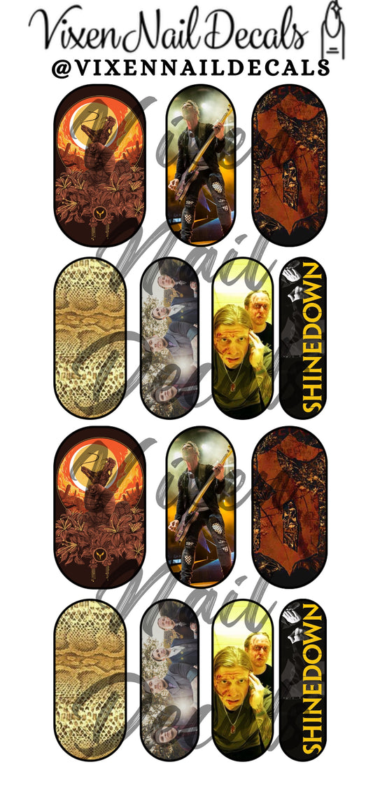 Shinedown - Rock Band Waterslide Nail Decals - Nail Wraps - Nail Designs - Nail Art