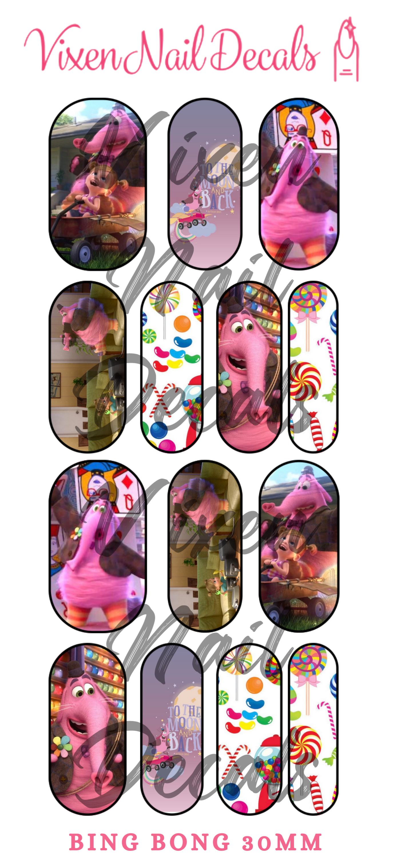 Bing Bong - Inside Out Waterslide Nail Decals - Nail Wraps - Nail Designs - Nail Art