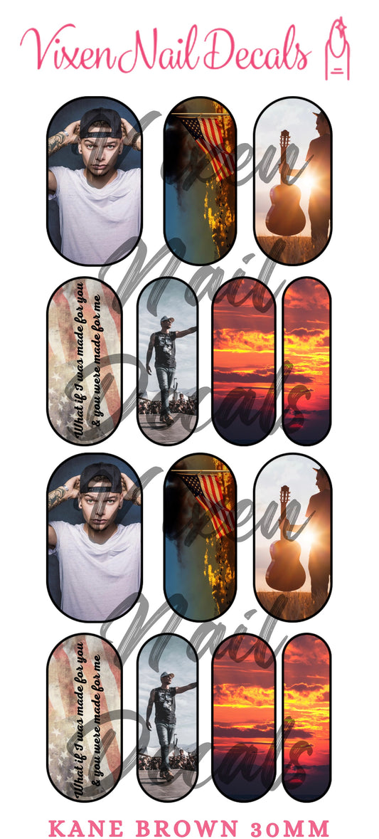Kane Brown - Country Waterslide Nail Decals - Nail Wraps - Nail Designs - Nail Art