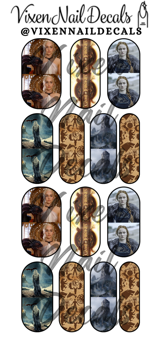 Throne Games Waterslide Nail Decals - Nail Wraps - Nail Designs - Nail Art