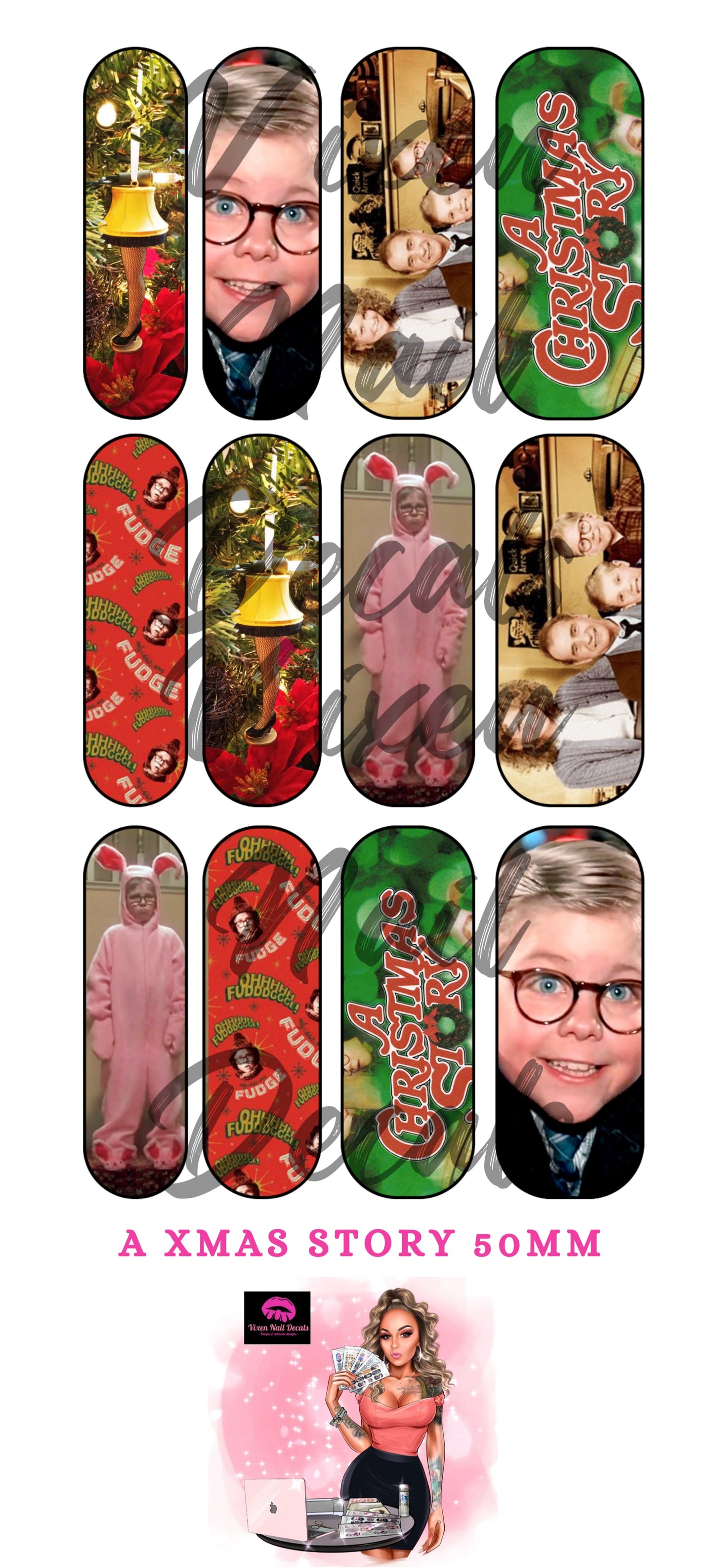 A Christmas Story Waterslide Nail Decals - Nail Wraps - Nail Designs - Nail Art