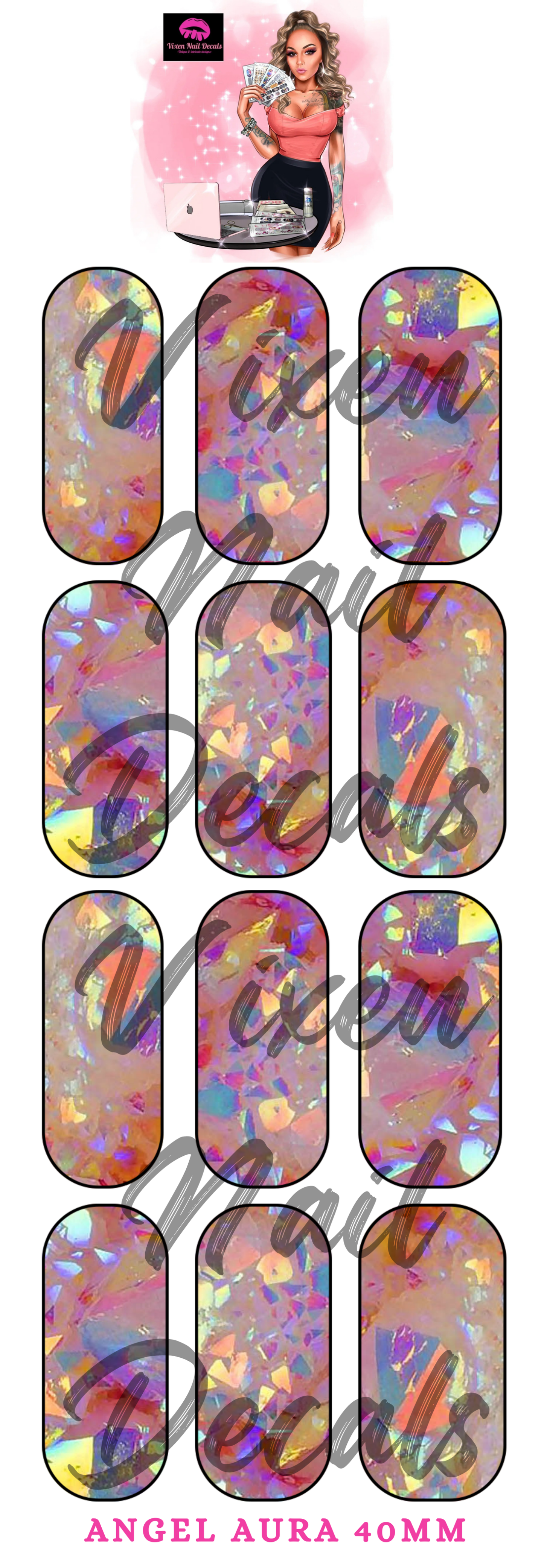 Angel Aura - Crystal Waterslide Nail Decals - Nail Wraps - Nail Designs - Nail Art
