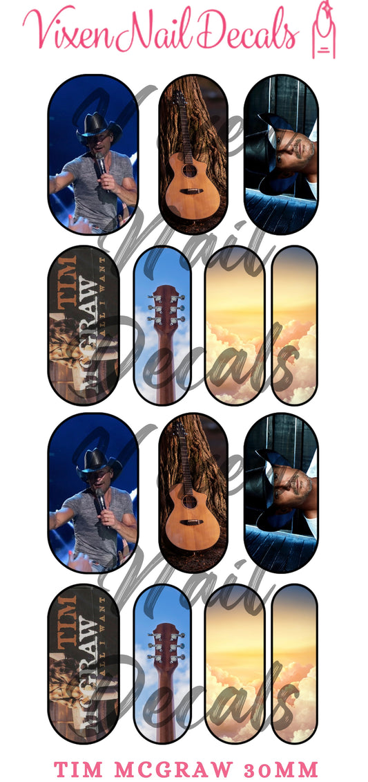 Tim McGraw - Country Waterslide Nail Decals - Nail Wraps - Nail Designs - Nail Art