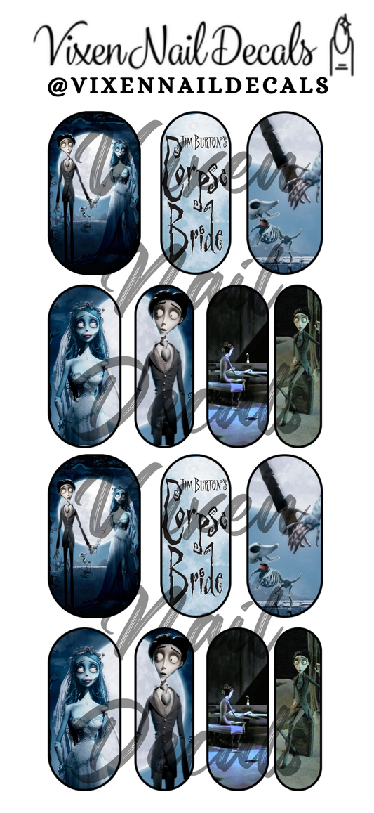 Corpse Bride Waterslide Nail Decals - Nail Wraps - Nail Designs - Nail Art