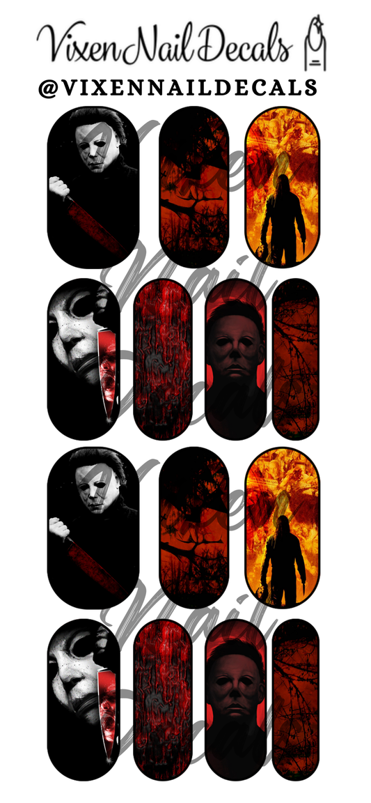 Michael Myers Waterslide Nail Decals - Nail Wraps - Nail Designs - Nail Art