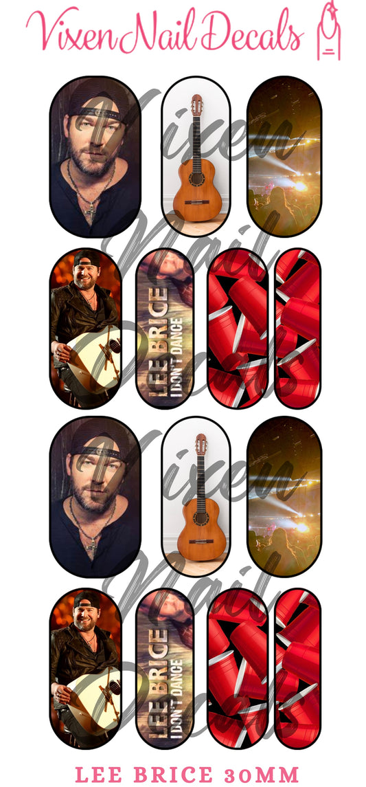 Lee Brice Waterslide Nail Decals - Nail Wraps - Nail Designs - Nail Art