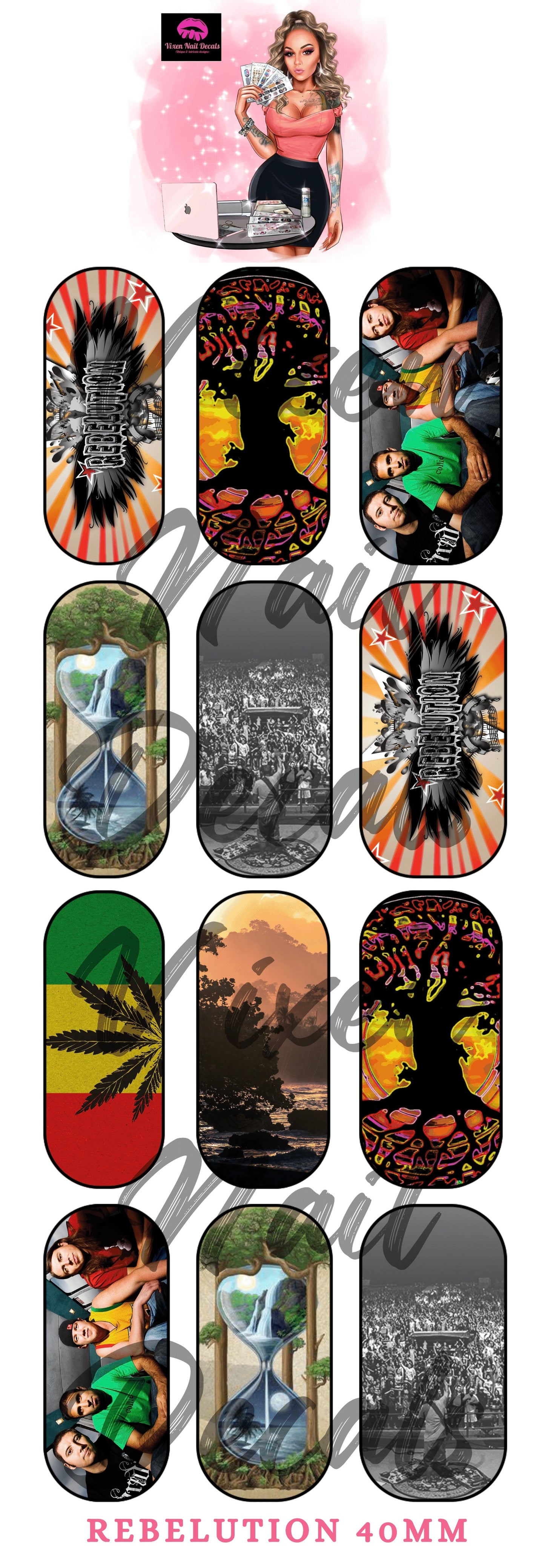 Rebelution - Reggae Waterslide Nail Decals - Nail Wraps - Nail Designs - Nail Art