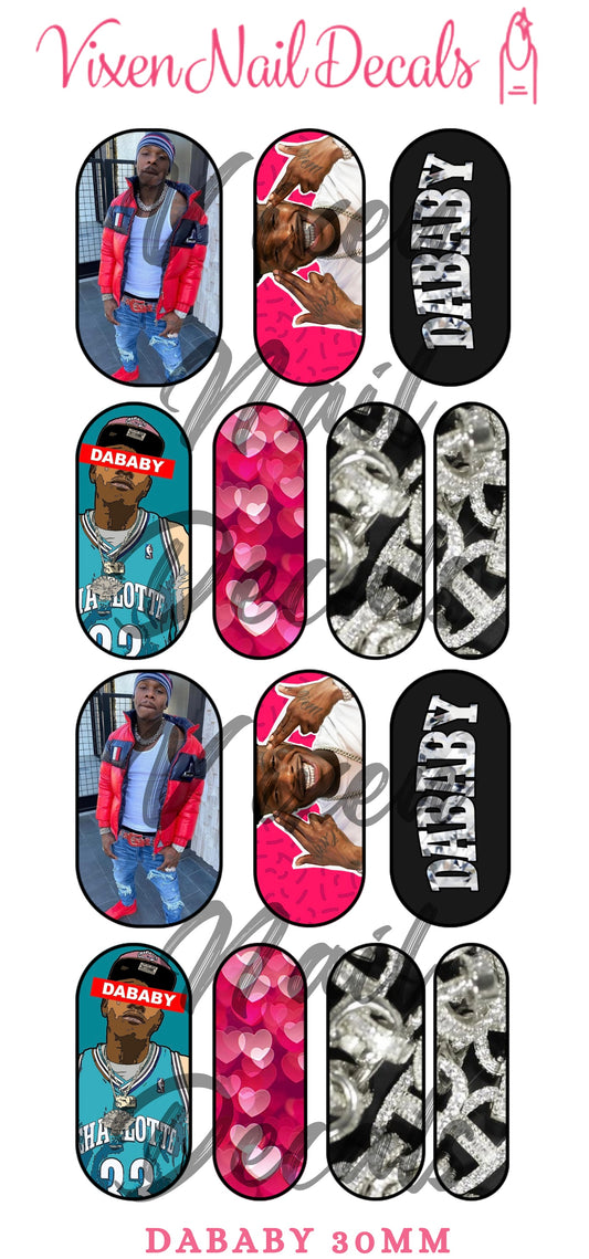 DaBaby Waterslide Nail Decals - Nail Wraps - Nail Designs - Nail Art