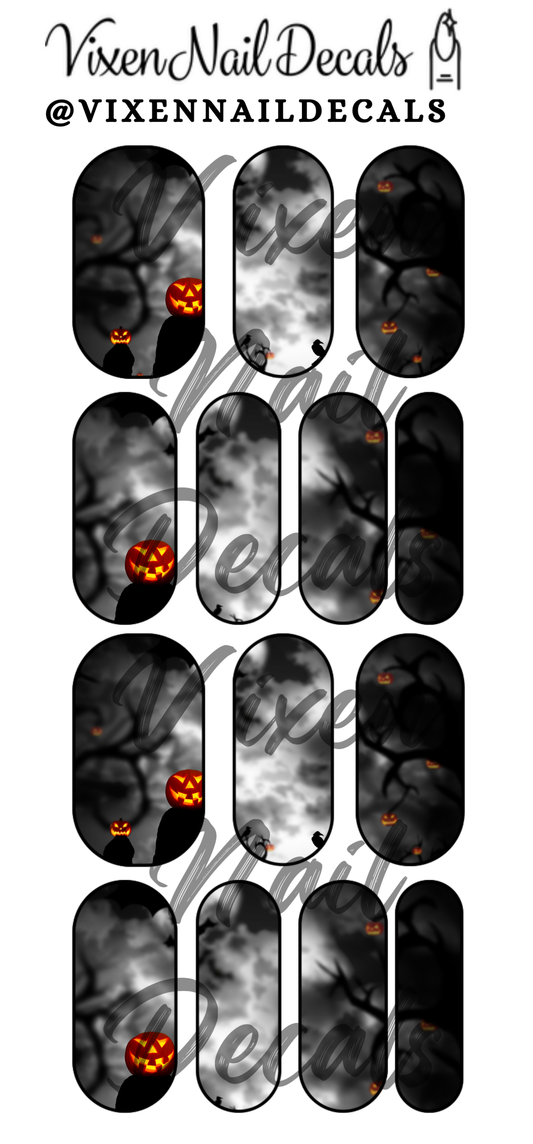 Scary Night - Halloween Waterslide Nail Decals - Nail Wraps - Nail Designs - Nail Art