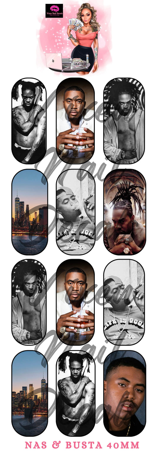 Nas - Busta Ryhmes Waterslide Nail Decals - Nail Wraps - Nail Designs - Nail Art
