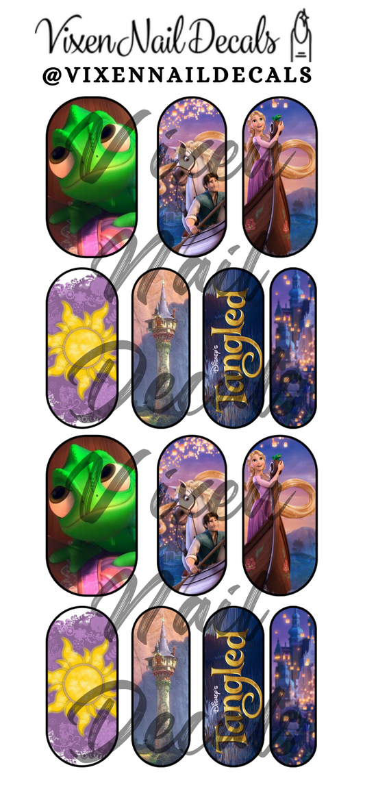 Rapunzel Waterslide Nail Decals - Nail Wraps - Nail Designs - Nail Art