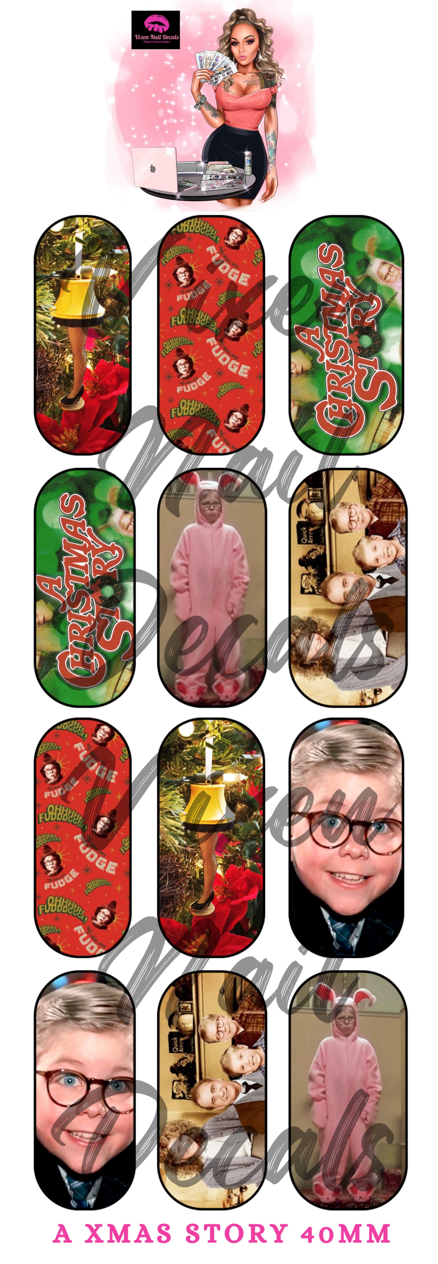 A Christmas Story Waterslide Nail Decals - Nail Wraps - Nail Designs - Nail Art