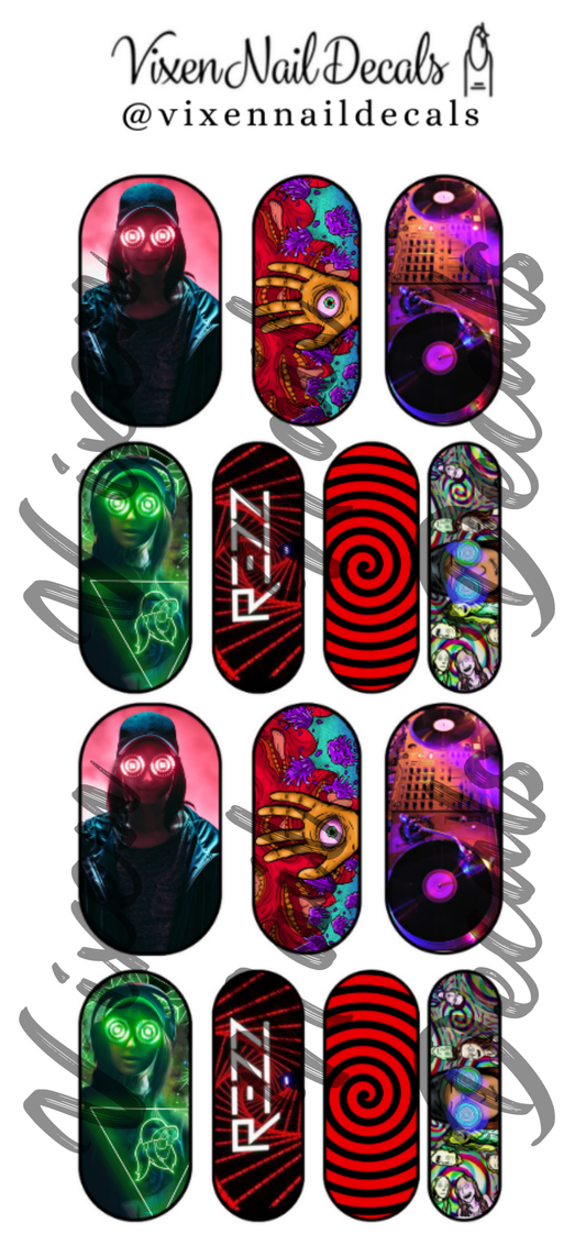 Rezz - EDM DJ Waterslide Nail Decals - Nail Wraps - Nail Designs - Nail Art