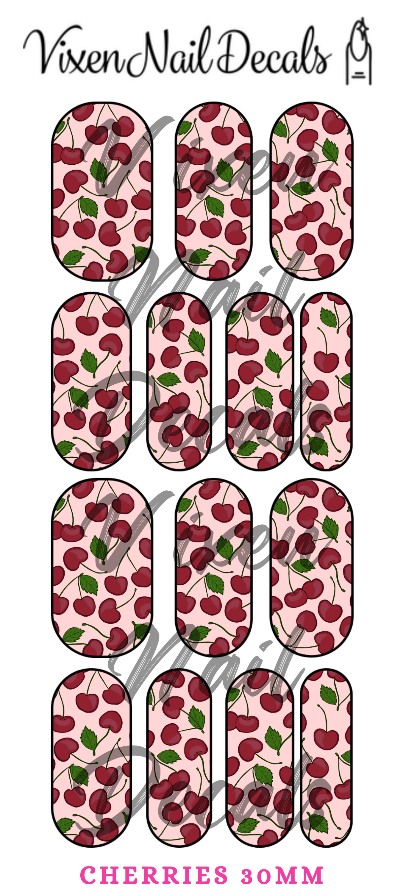 Cherries - Fruit Waterslide Nail Decals - Nail Wraps - Nail Designs - Nail Art