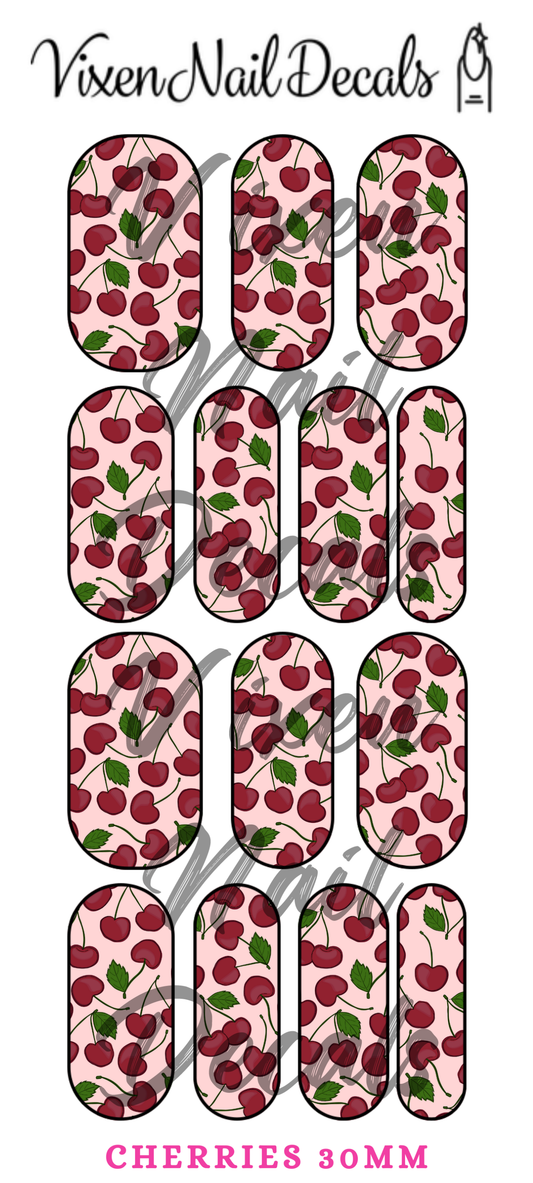Cherries - Fruit Waterslide Nail Decals - Nail Wraps - Nail Designs - Nail Art
