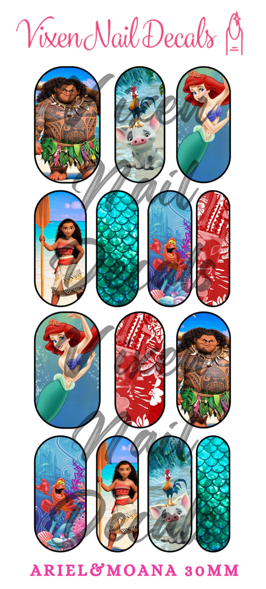 Lil’ Mermaid- Tropical Princess Waterslide Nail Decals - Nail Wraps - Nail Designs - Nail Art