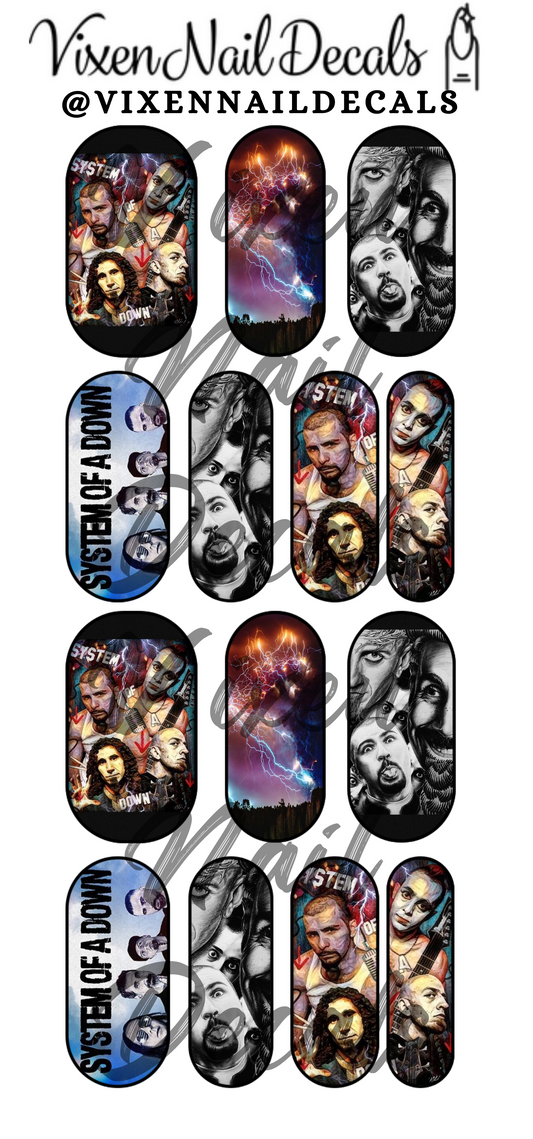 System Down Waterslide Nail Decals - Nail Wraps - Nail Designs - Nail Art