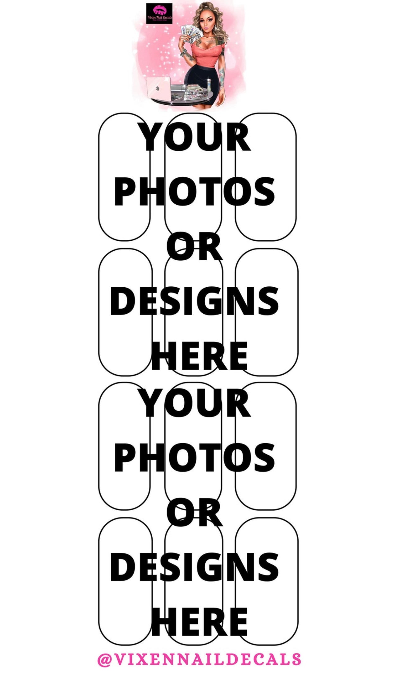 Custom Waterslide Nail Decals - Nail Wraps - Nail Designs - Nail Art - All 3 Sizes
