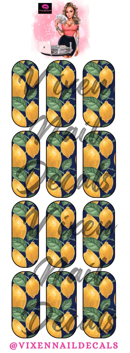 Lemons - Fruit Waterslide Nail Decals - Nail Wraps - Nail Designs - Nail Art