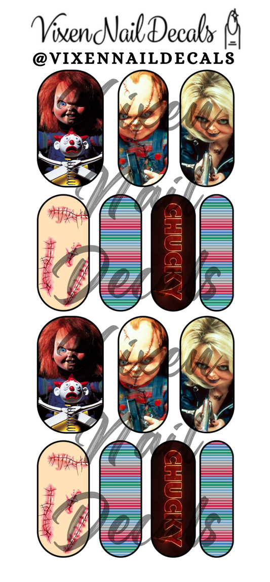 Chucky Waterslide Nail Decals - Nail Wraps - Nail Designs - Nail Art