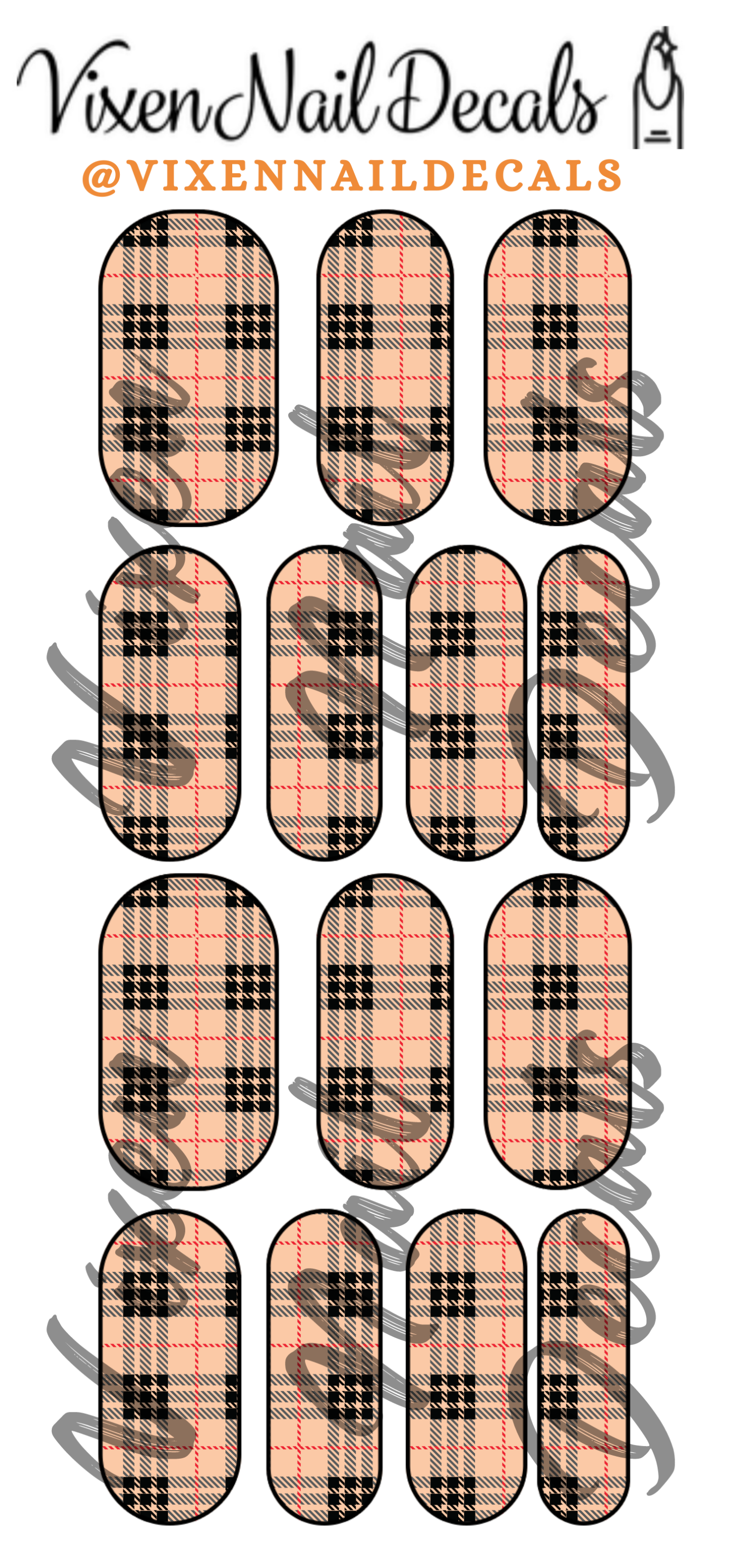 Fall Plaid #2 Waterslide Nail Decals - Nail Wraps - Nail Designs - Nail Art