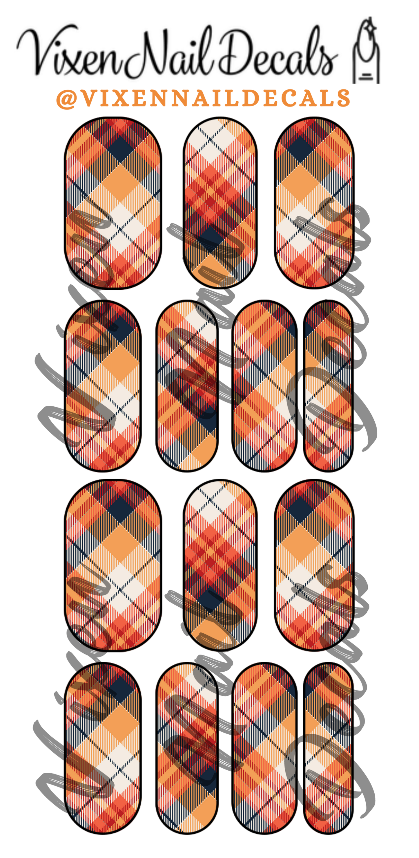 Fall Plaid #1 Waterslide Nail Decals - Nail Wraps - Nail Designs - Nail Art