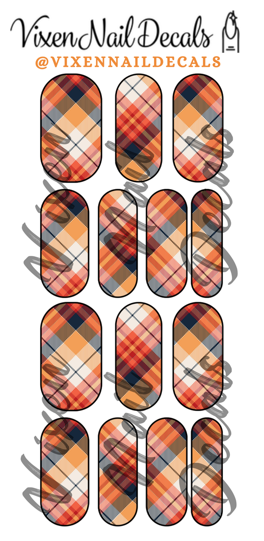 Fall Plaid #1 Waterslide Nail Decals - Nail Wraps - Nail Designs - Nail Art