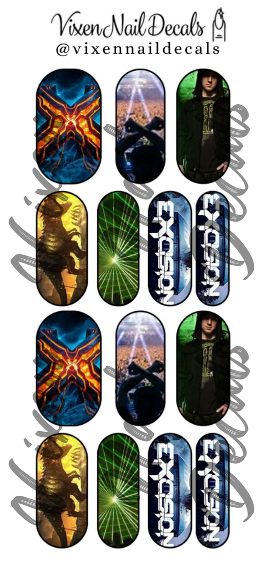 Excision - EDM DJ Waterslide Nail Decals - Nail Wraps - Nail Designs - Nail Art