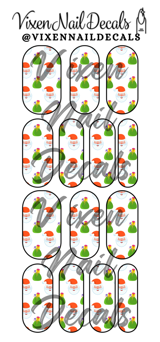 Santa & Gift Waterslide Nail Decals - Nail Wraps - Nail Designs - Nail Art