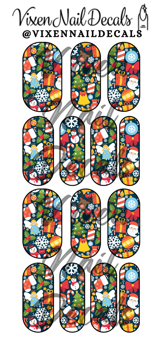 Merry Christmas Waterslide Nail Decals - Nail Wraps - Nail Designs - Nail Art