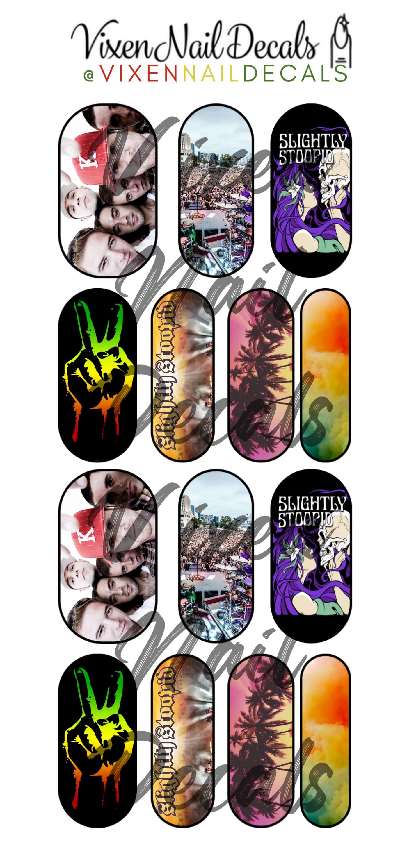Stoopid - Rasta Waterslide Nail Decals - Nail Wraps - Nail Designs - Nail Art
