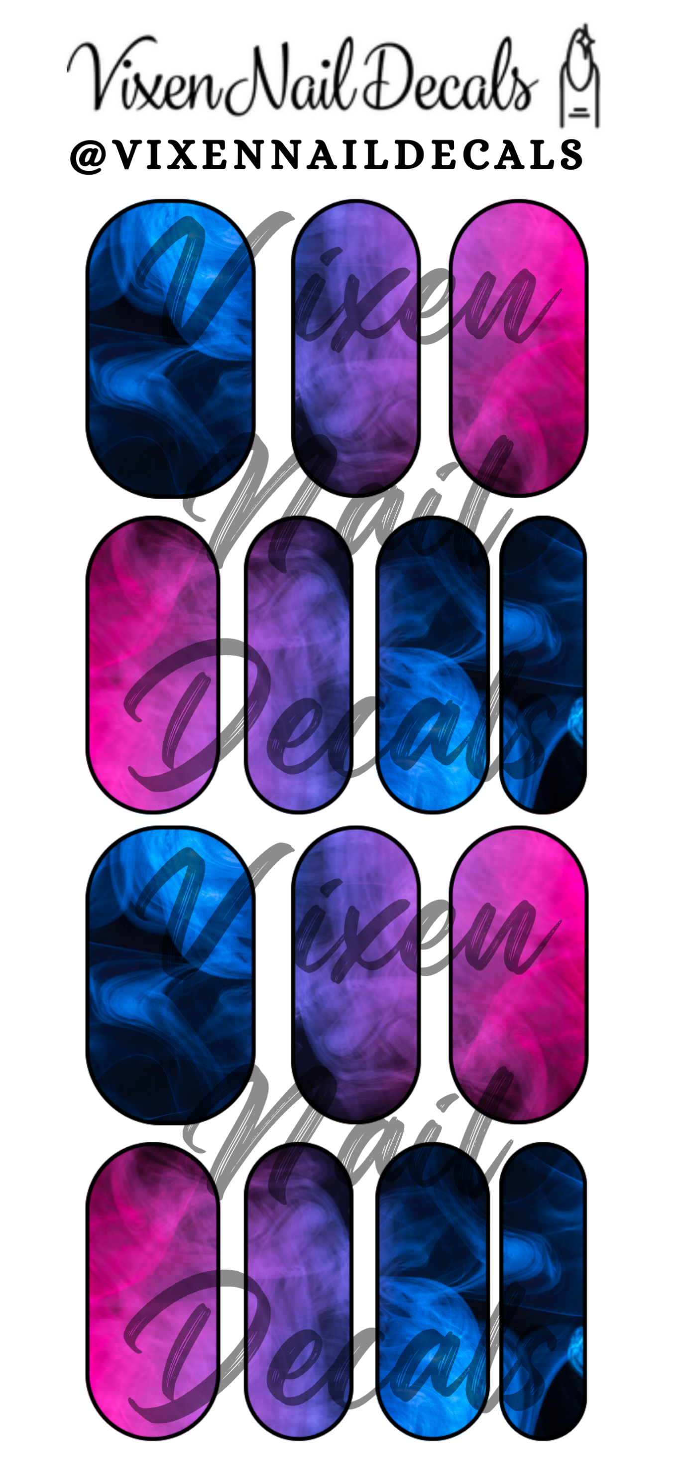 Colorful Smoke Waterslide Nail Decals - Nail Wraps - Nail Designs - Nail Art