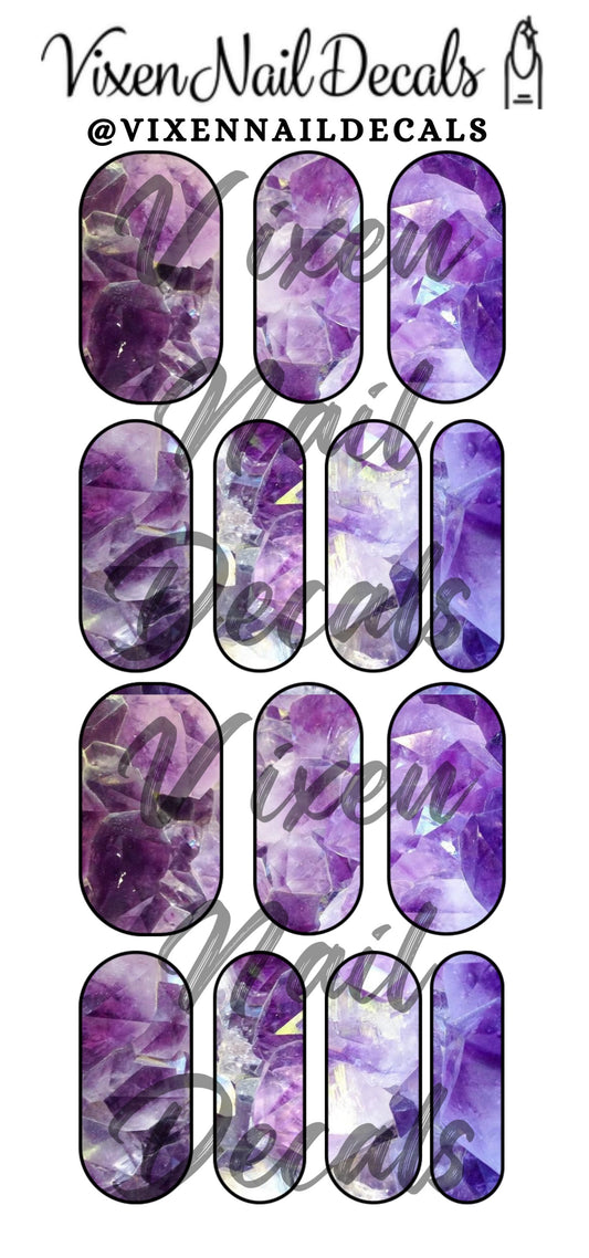 Amethyst - Crystal Waterslide Nail Decals - Nail Wraps - Nail Designs - Nail Art