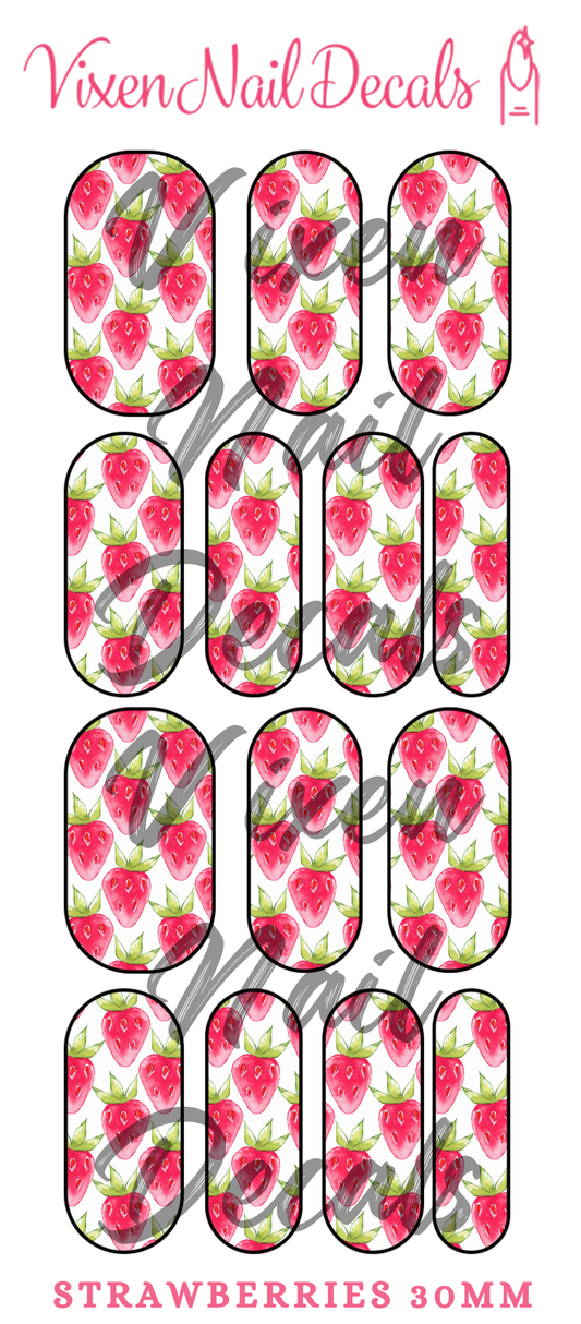 Strawberries - Fruit Waterslide Nail Decals - Nail Wraps - Nail Designs - Nail Art