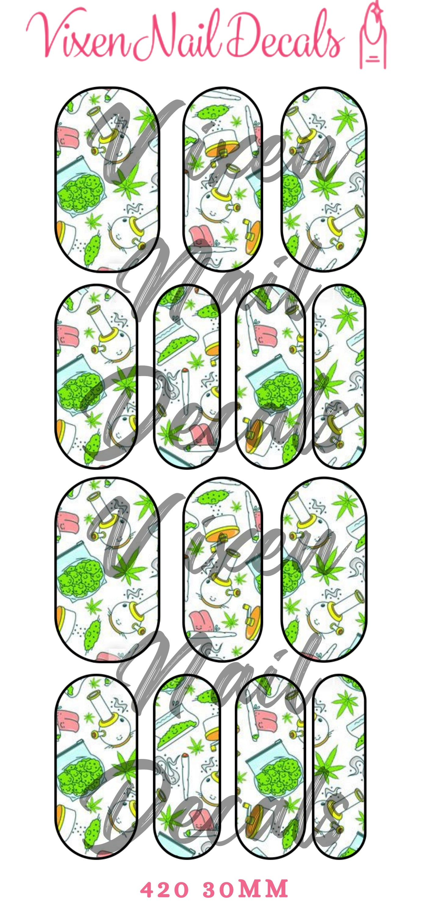 Maryjane - 420 Waterslide Nail Decals - Nail Wraps - Nail Designs - Nail Art
