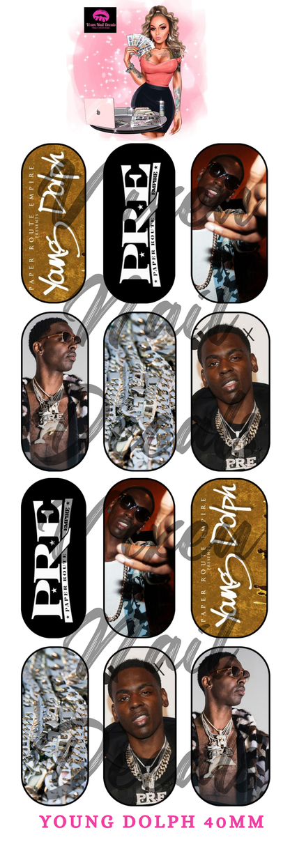 Young Dolph - Rapper Waterslide Nail Decals - Nail Wraps - Nail Designs - Nail Art