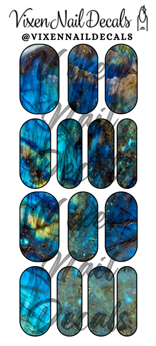 Labradorite - Crystal Waterslide Nail Decals - Nail Wraps - Nail Designs - Nail Art