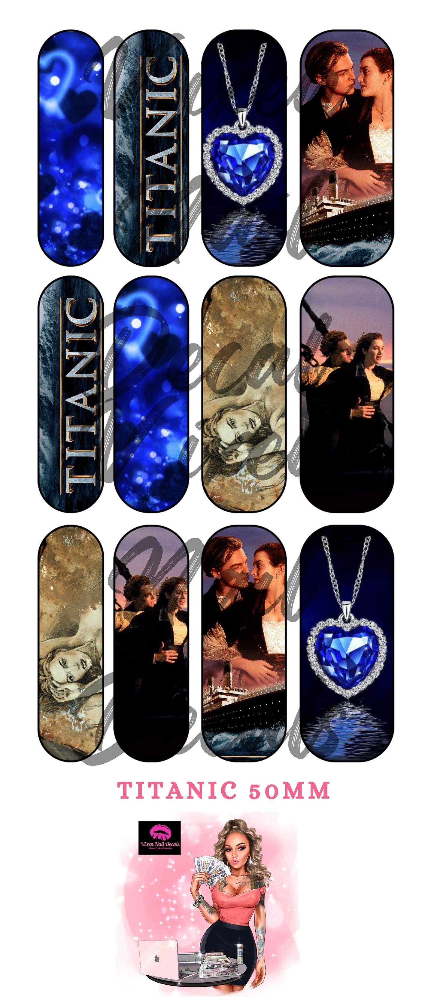 Titanic - Heart Of The Ocean Waterslide Nail Decals - Nail Wraps - Nail Designs - Nail Art