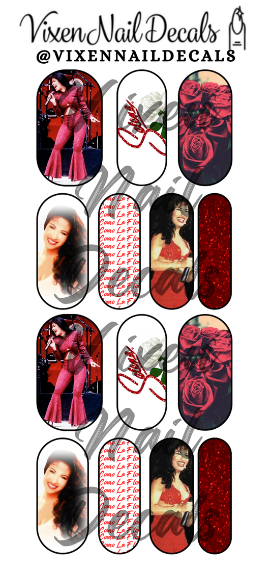 Selena - Como La Flor Waterslide Nail Decals - Nail Wraps - Nail Designs - Nail Art