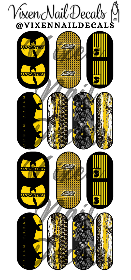 Wu-Tang - Bees - Checkered Waterslide Nail Decals - Nail Wraps - Nail Designs - Nail Art