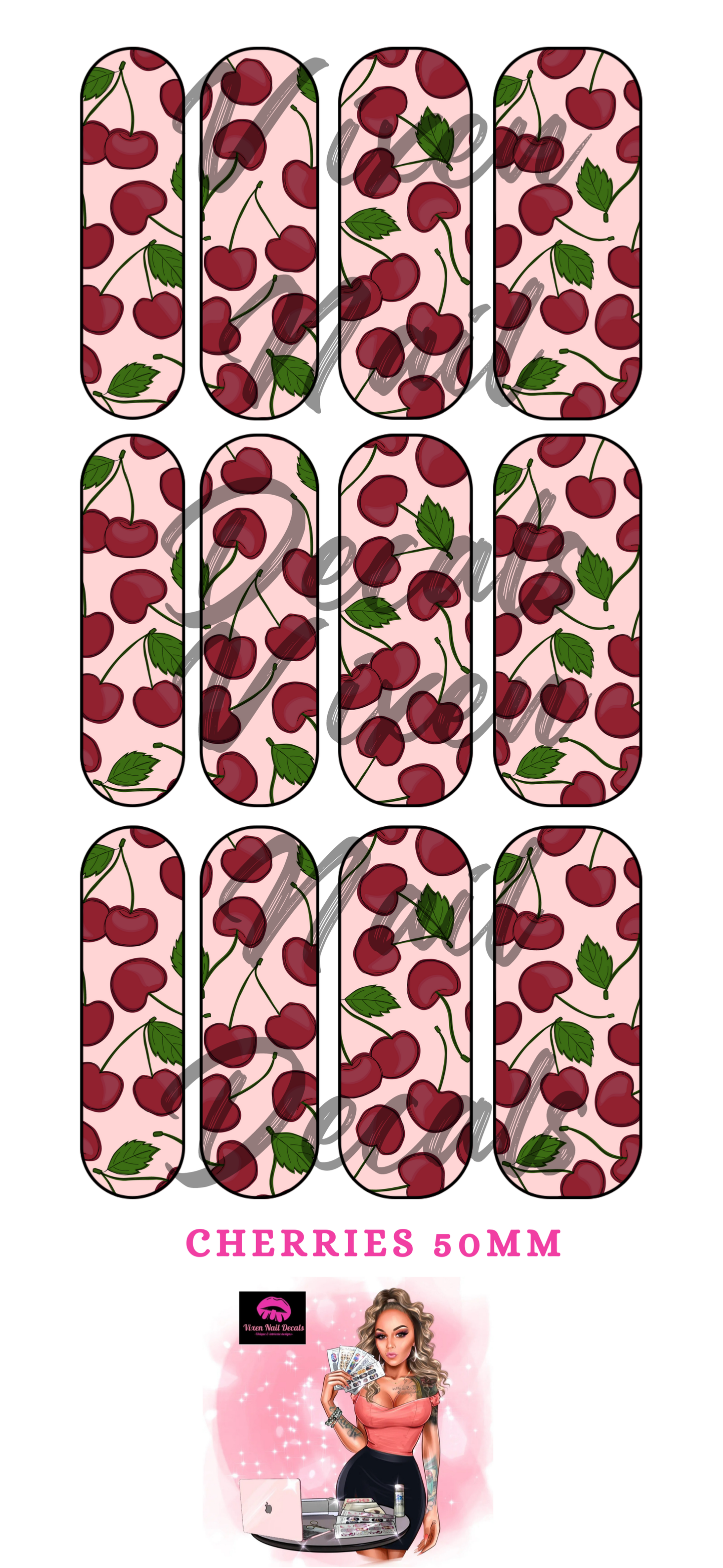 Cherries - Fruit Waterslide Nail Decals - Nail Wraps - Nail Designs - Nail Art