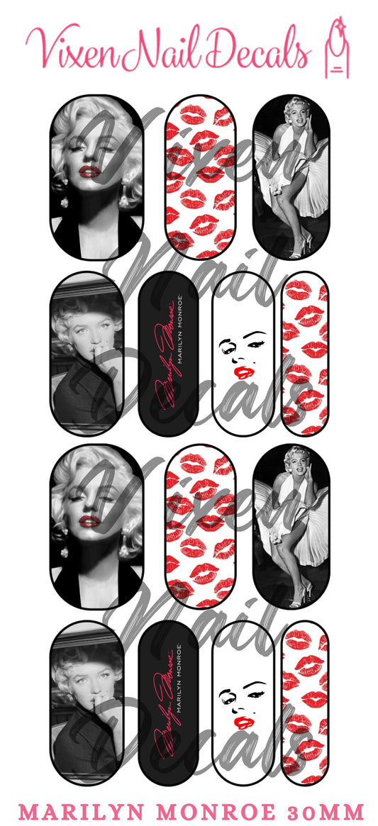 Marilyn Monroe Waterslide Nail Decals - Nail Wraps - Nail Designs - Nail Art