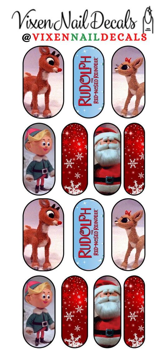 Rudolph The Red-Nosed Reindeer Waterslide Nail Decals - Nail Wraps - Nail Designs - Nail Art