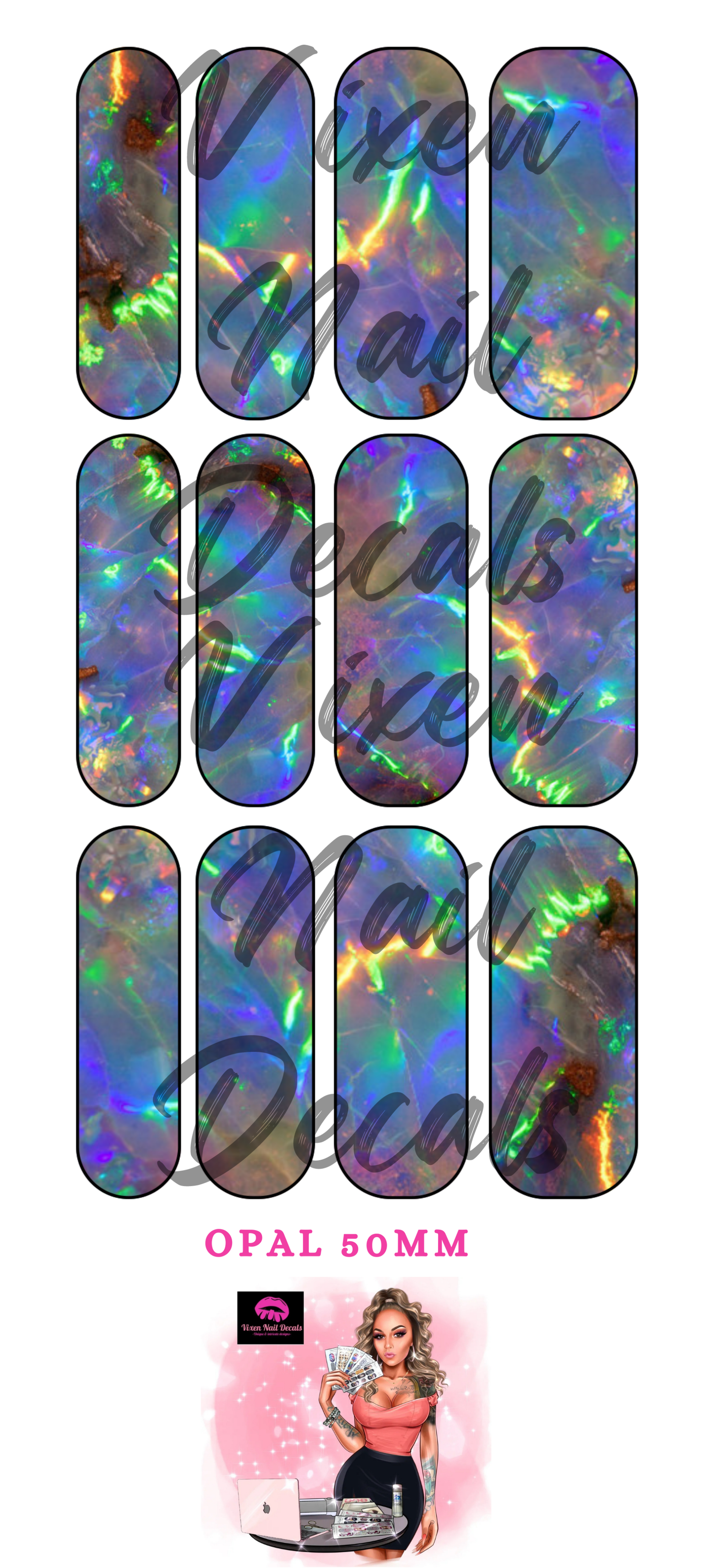 Opal - Crystal/Gem Waterslide Nail Decals - Nail Wraps - Nail Designs - Nail Art